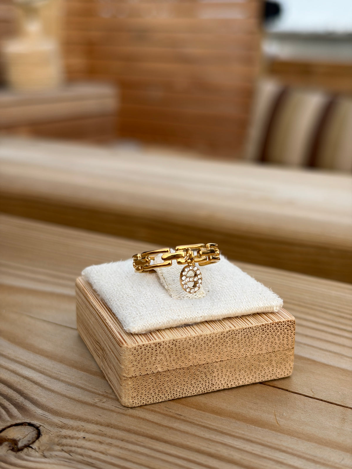 Bague ajustable chaîne maille marine