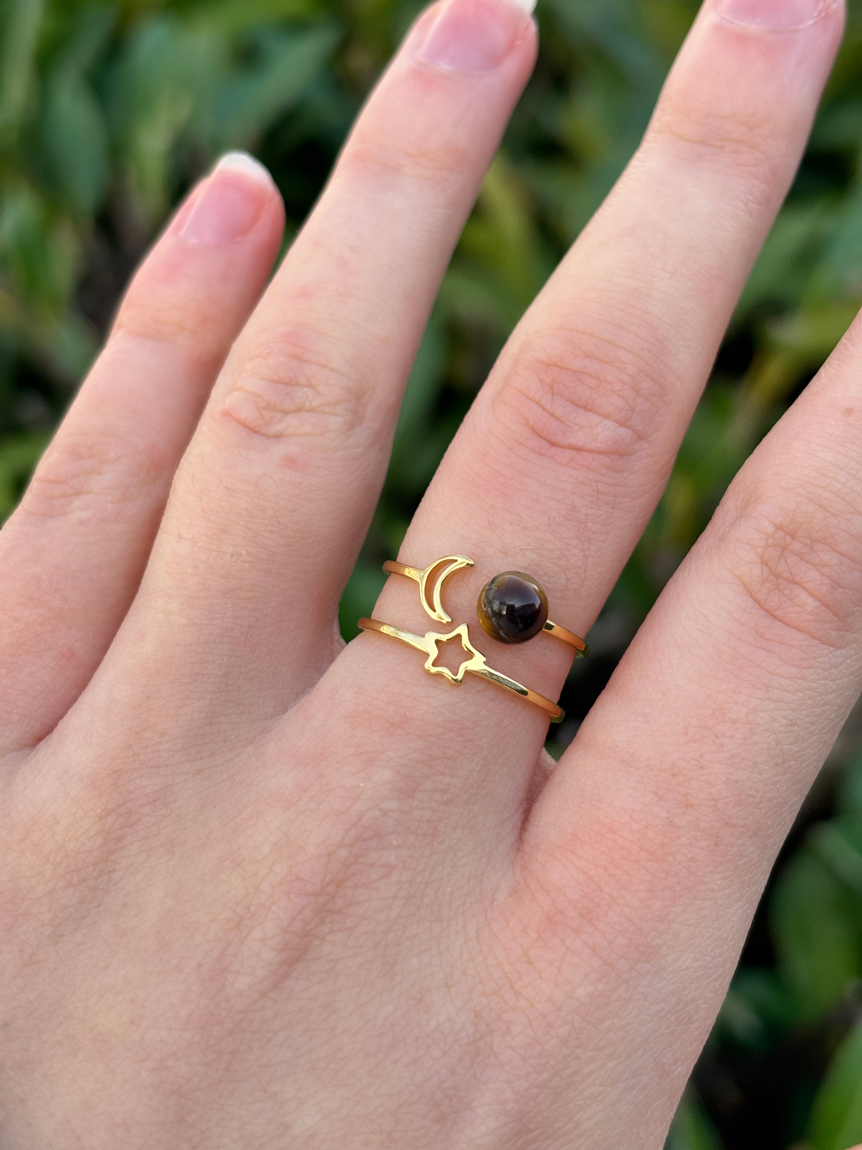 Bague luna - Marron doré