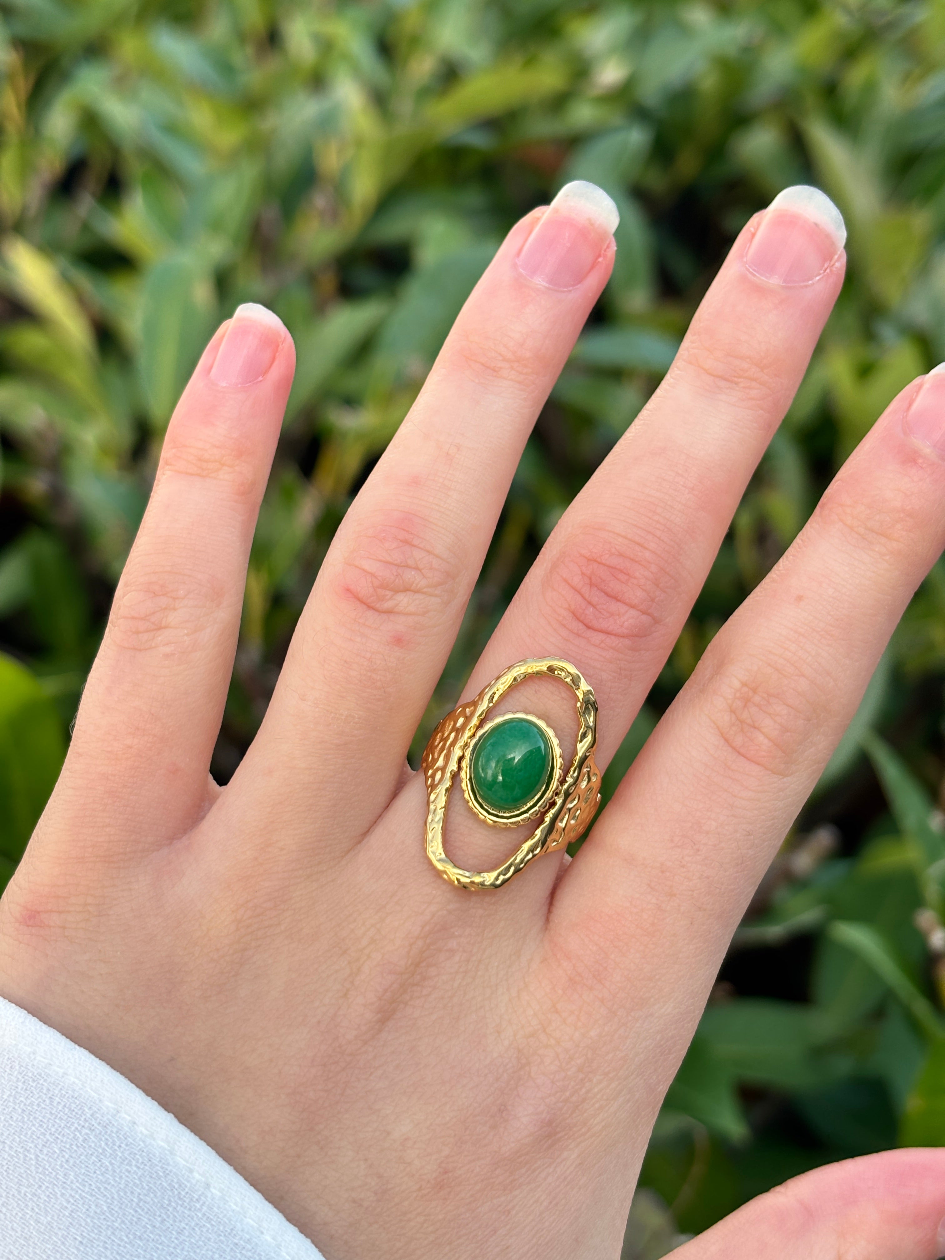 Bague Virgina verte - Doré